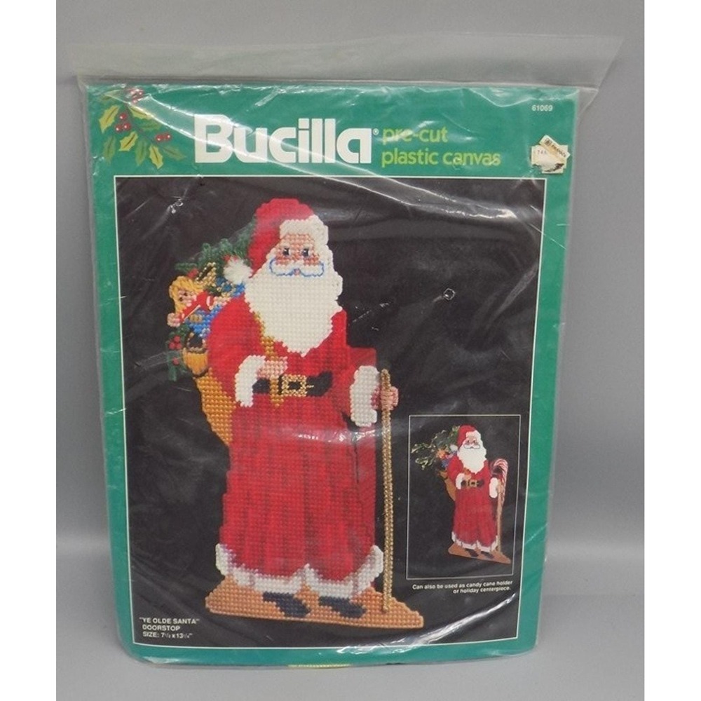 New Bucilla Ye Olde Santa Centerpiece Doorstop Kit Complete #61069 Needlepoint